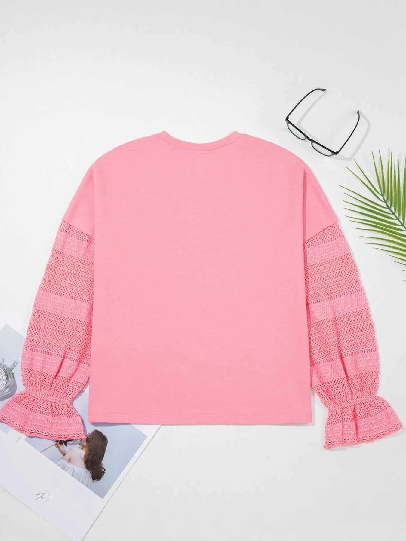 Lace Detail Flounce Sleeve Sweatshirt ade87b90-ac0d-41df-a4bb-d5efb1ac7a75-Max-Origin