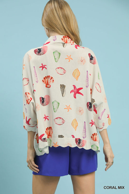 Seashell & Starfish Print Button-Down Top adef7f3a-3595-46d2-ad4e-f814cc9db062-Max