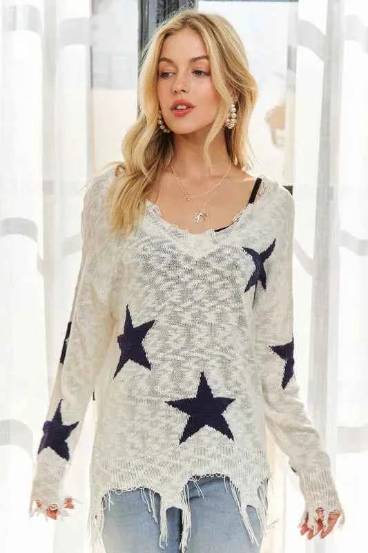 ADORA Distressed Star Sweater Top adf73cc234684c2583683412fc1b34f4-Max-Origin