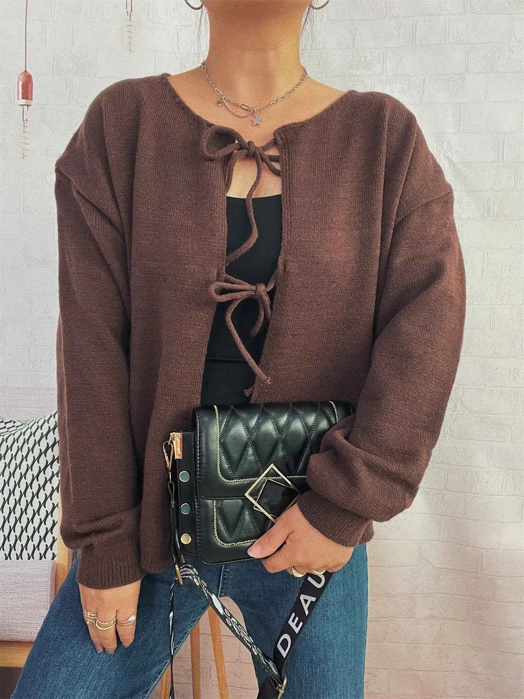 Tie Front Drop Shoulder Cardigan adf999b1e61f48a599ea91ab67098dd9-Max-Origin