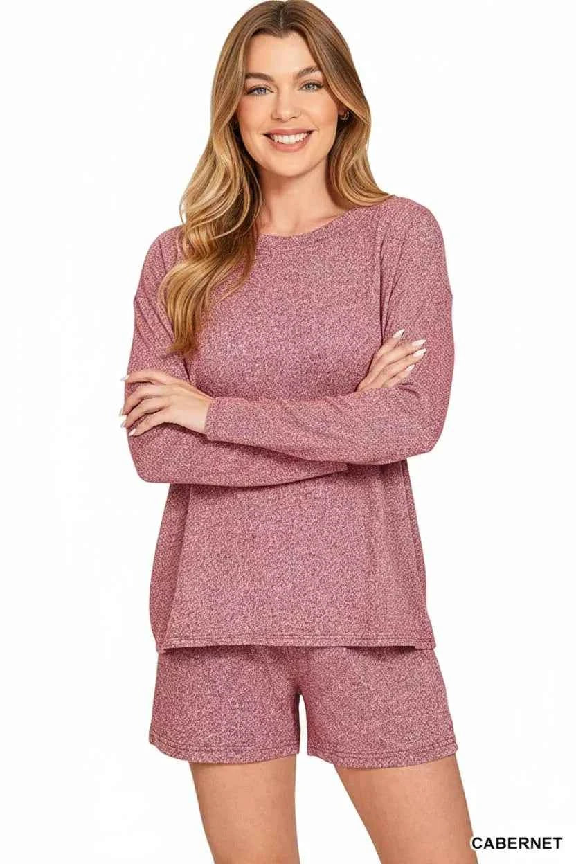 Zenana Soft Melange Long Sleeve Tee and Shorts Set adfb0eb5-5906-404a-b1f0-3942974003a8-Max-Origin