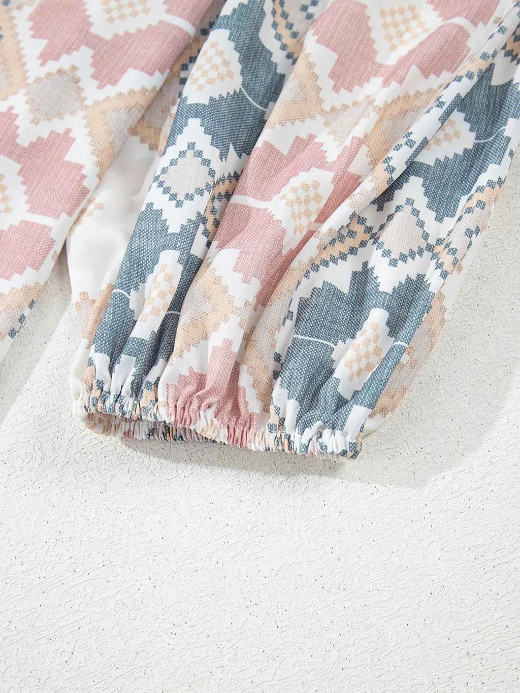 Bohemian Geometric Print Blouse with Tassel Tie adfb4117-0f31-4870-8e07-06a469876c52-Max-Origin