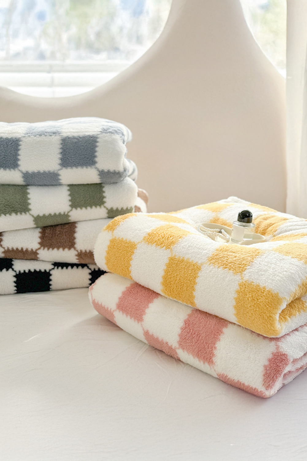 Black Checkered Fluffy Coral Fleece Blanket adfe768a448b25c7