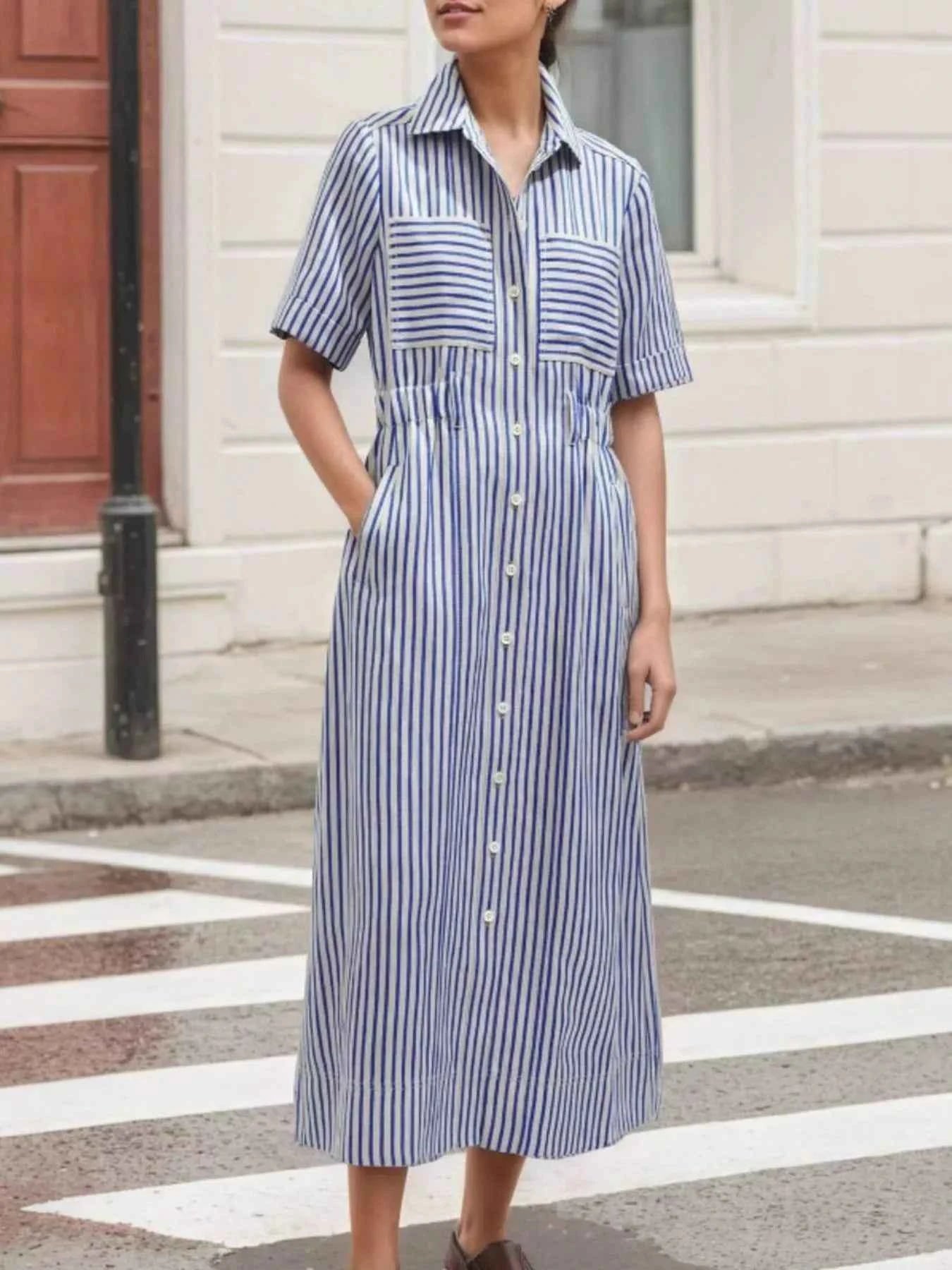 Striped Button Front Shirt Dress ae0b7a41-20e7-4e34-9c70-e7546799a703-Max-Origin