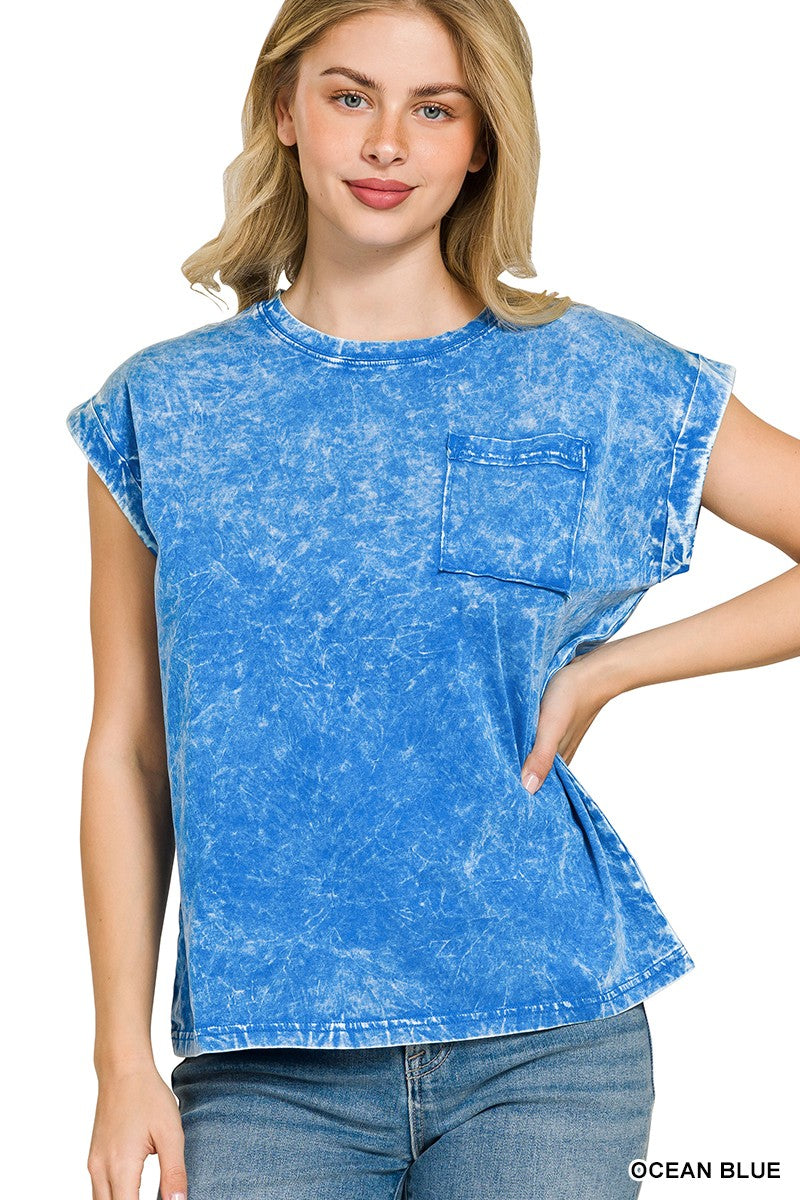 Zenana Full Size Crinkle Washed Round Neck Folded Short Sleeve Tee Plus Size OCEAN BLUE ae25a8afe927410fb4ec6b001fd27fe8-Max
