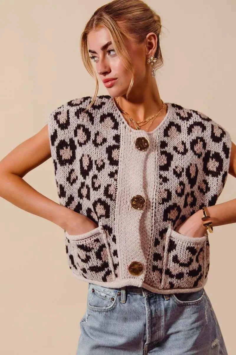 SO ME Big Metal Button Front Leopard Sweater Vest Top ae2ccbb3c41045cdb84a2f437840027c-Max-Origin