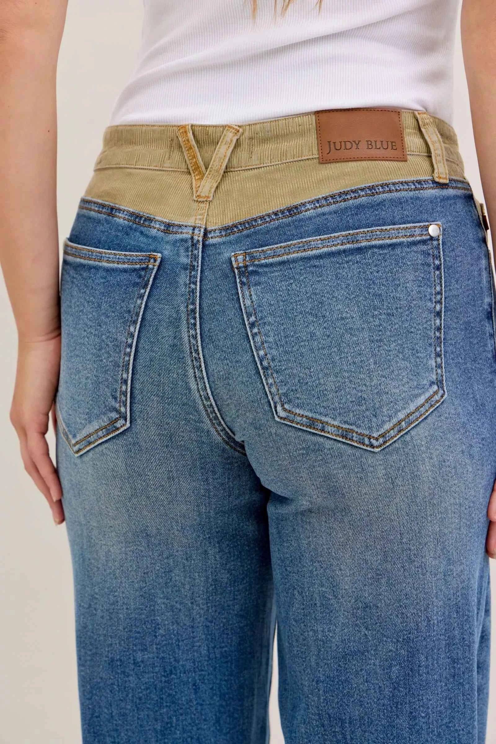 Judy Blue MR Column Straight Jeans with Corduroy Waist ae3919f1-623f-47e7-b7d9-e21f1e685d68-Max-Origin