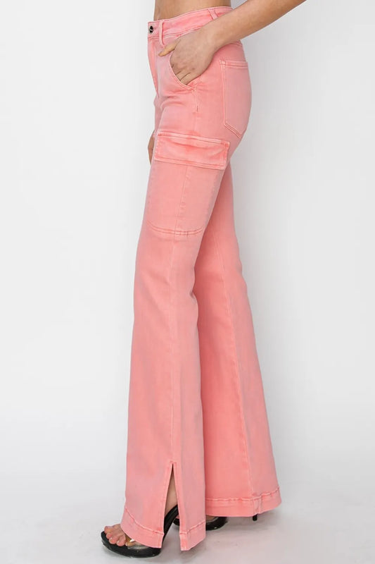 Full Size High Rise Side Slit Cargo Bootcut Jeans ae39d4f6-85d3-4da6-a639-9e92a4dfbccf-Max