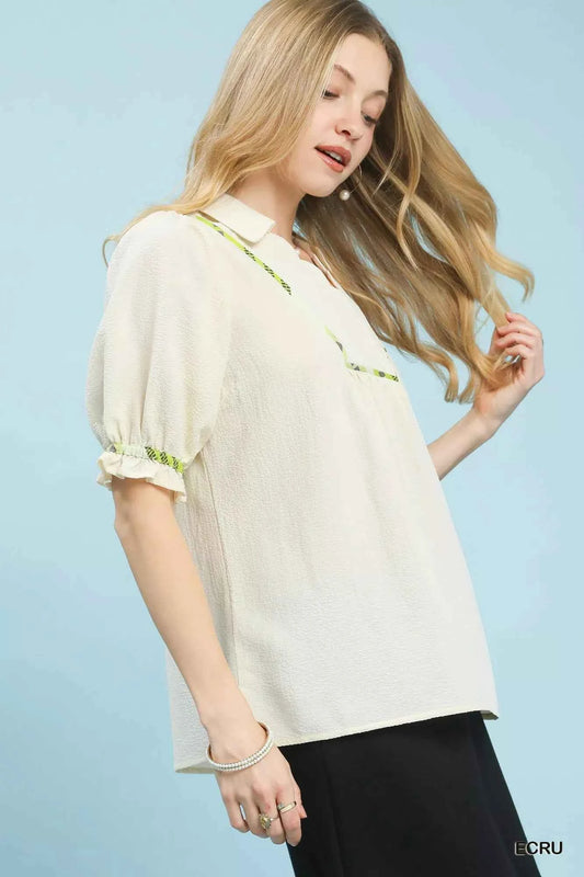 Scalloped Trim Blouse with Puff Sleeves ae41ce9c-ba55-4148-b58f-f9f928ea155a-Max-Origin