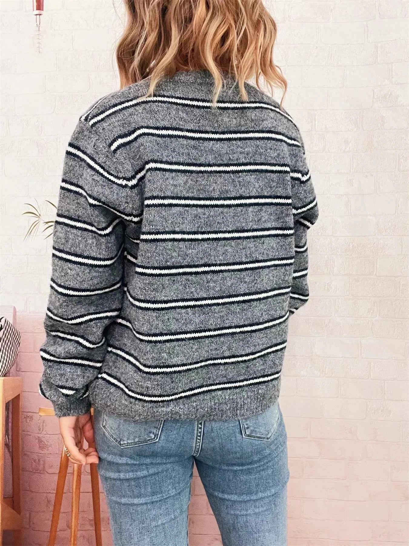 Striped Button-Up Long Sleeve Cardigan ae48f3b54d3645e19a9ddaccde8939f0-Max-Origin