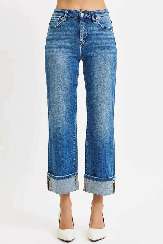 Full Size Mid Rise Crop Straight Cuffed Jeans Plus Size ae49bd5ce3844e308f807442832dc093-Max-Origin