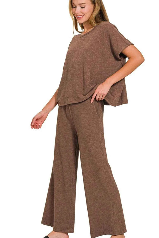 Zenana Cotton Slub Top & Pants Set BROWN ae511172-531e-4d68-afa4-a6bab7b659de-Max-Origin