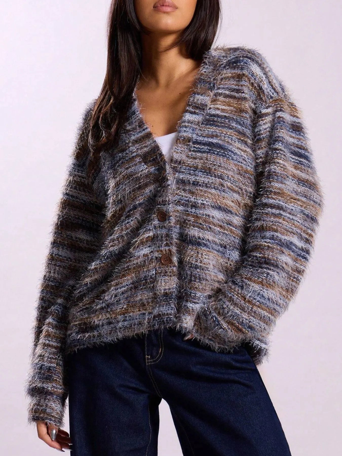 V-Neck Long Sleeve Cardigan Grey ae552a30-1ece-48c9-94af-985c2cd9e891-Max-Origin