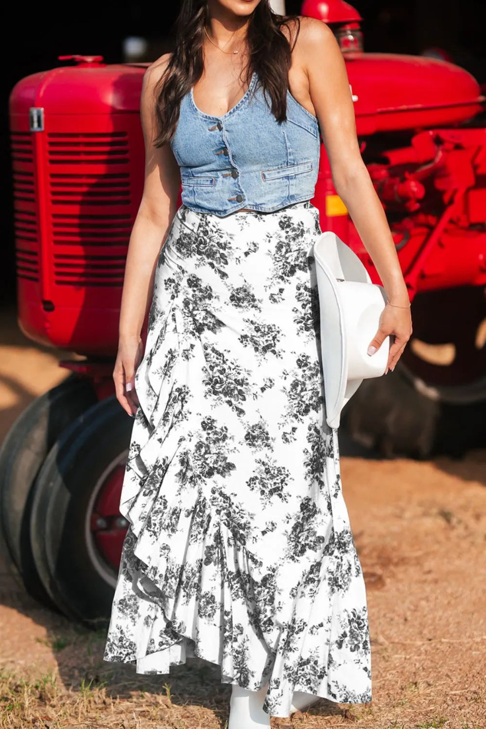 Boho Floral High Waist Ruffle Split Maxi Skirt ae55cfd6-b1fe-47f2-b0f0-0b62b82360d1-Max-Origin
