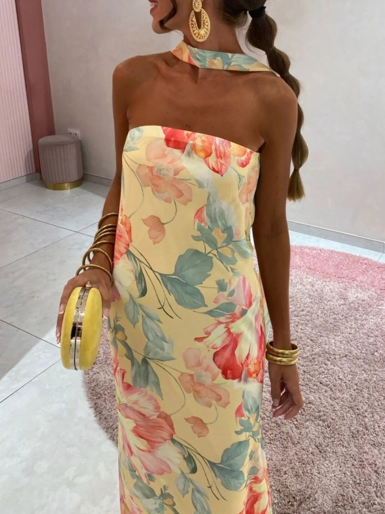 Printed Tube Maxi Dress Pastel Yellow ae573229-0c52-4c80-abf4-ee6e222bd3df-Max-Origin