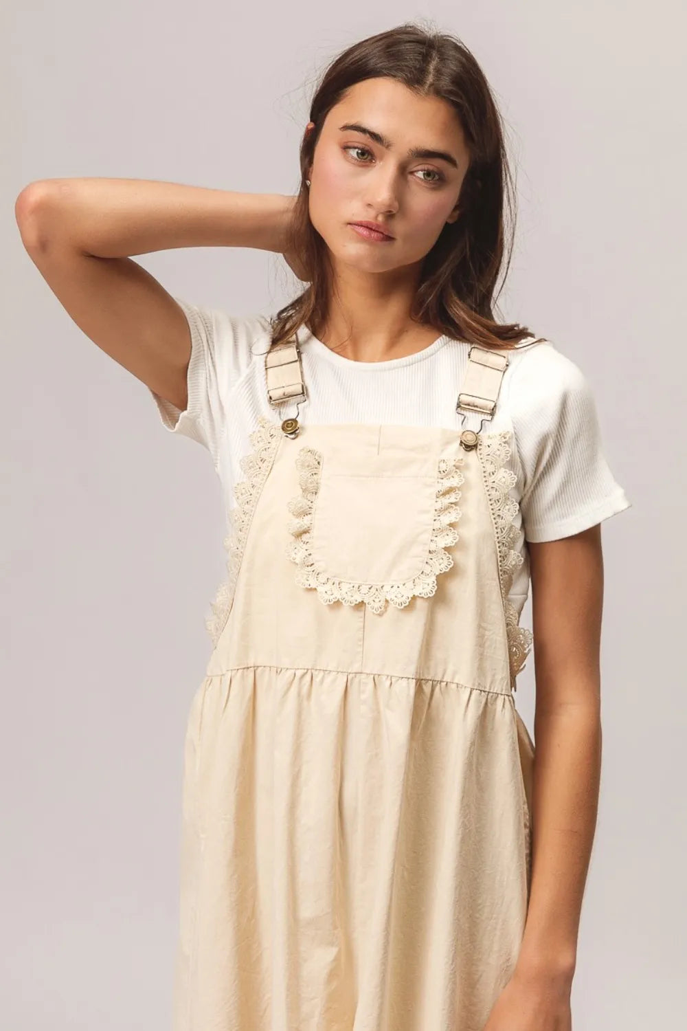 BiBi Back Patch Pocket Lace Trim Rompers ae5bed84-ff4d-4c6f-b0d3-98419a4c7bda-Max