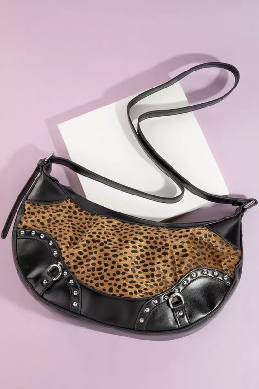 Fame Dark Spotted Leopard Print Half Moon Shoulder Bag LE one size ae6d9599fdca482c84c1da906346927e-Max-Origin