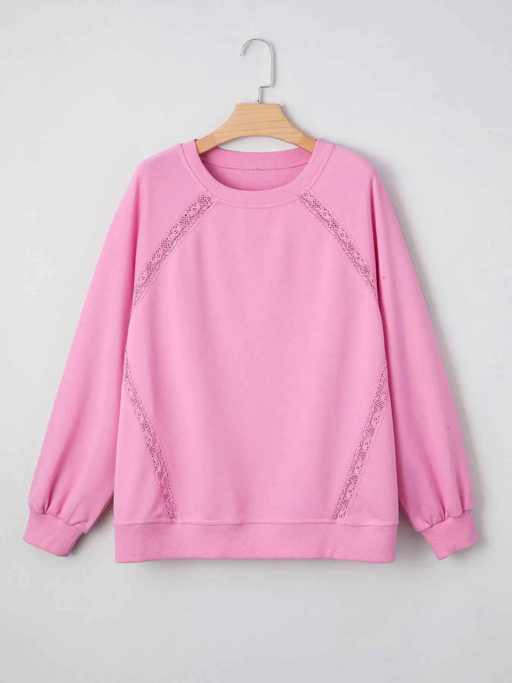 Lace Patched Raglan Sleeve Loose Fit Sweatshirt ae70a26308f6498885d1189fe0b71669-Max-Origin