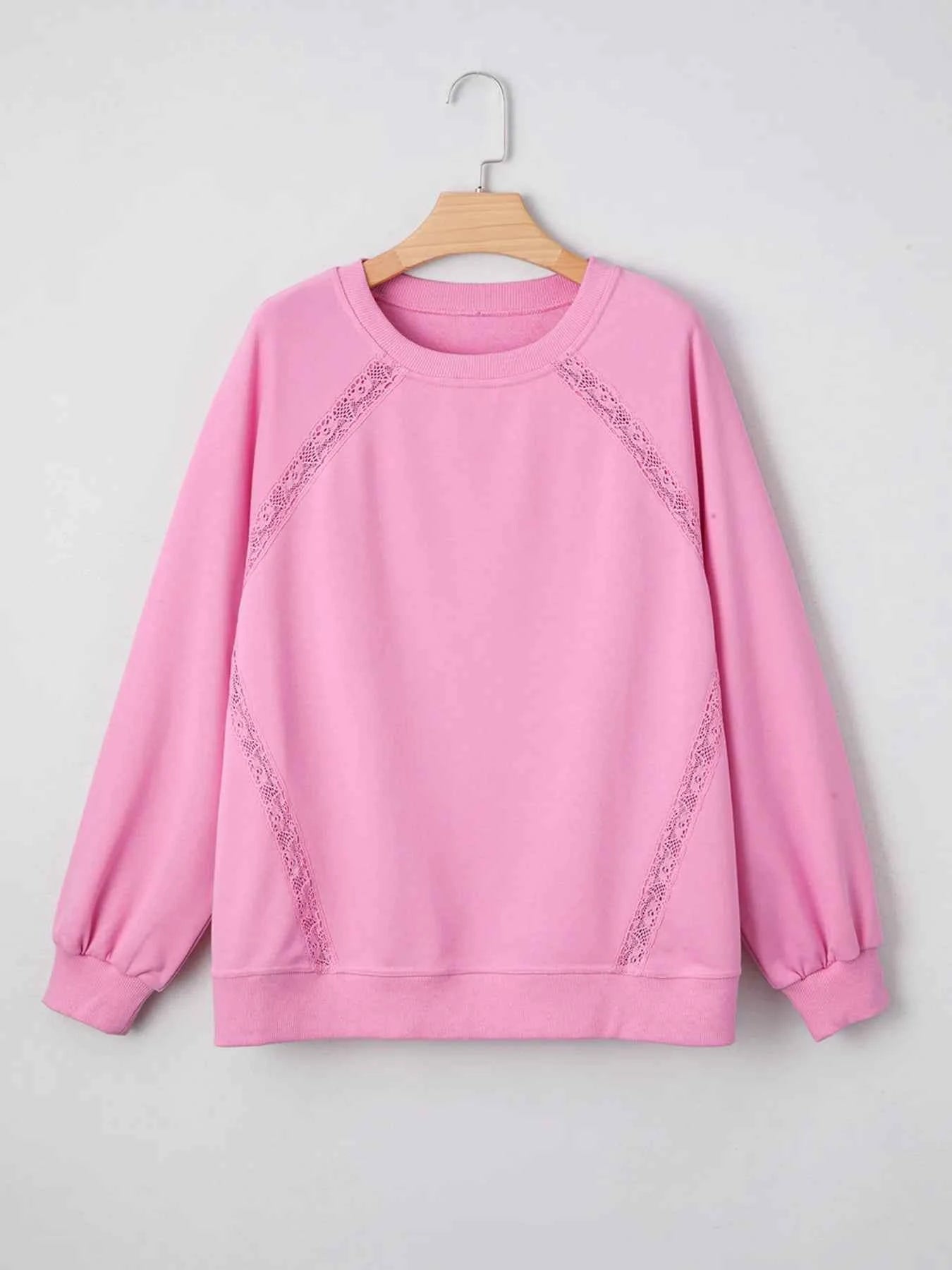 Lace Patched Raglan Sleeve Loose Fit Sweatshirt ae70a26308f6498885d1189fe0b71669-Max-Origin