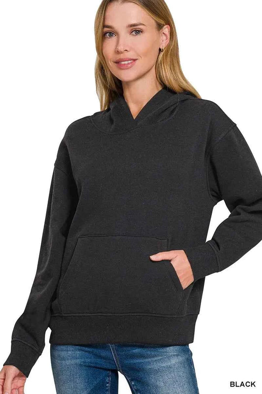Zenana Fleece Kangaroo Pocket Hoodie BLACK ae72f5f0bf0f4eb78f61d7491d7ad030-Max-Origin