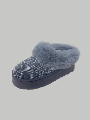 WILD DIVA Embellished Faux Fur Platform Booties Gray ae7bc83b-b2ca-4d4a-a761-2bcce34eb76e-Max