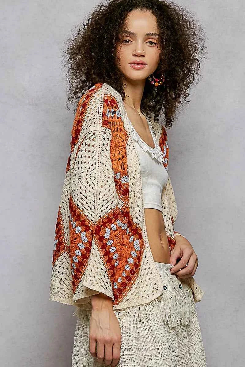 POL Open Front Crochet Cardigan with Granny Square Pattern ae7dea34-3e78-4e7c-bf47-14545579f3c9-Max-Origin