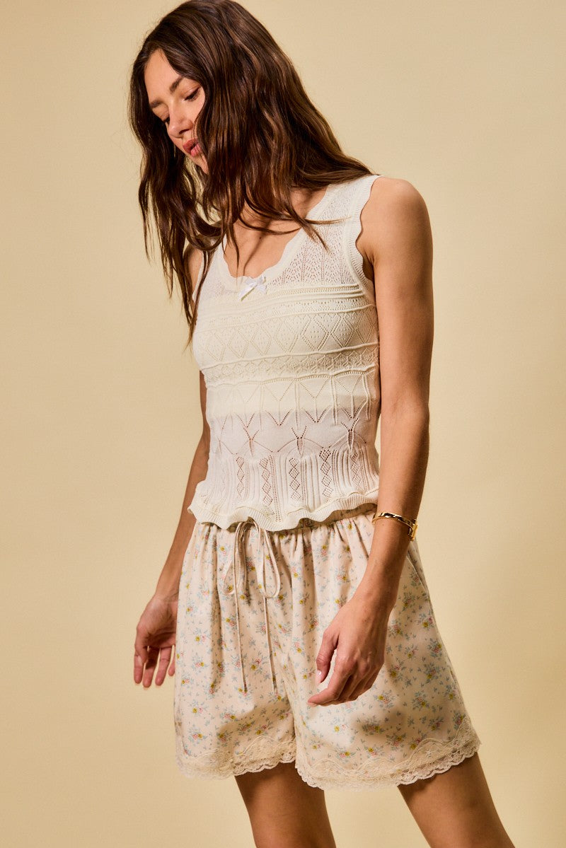 SO ME Scallop Ribbed Sleeveless Knit Top ae88eb386d884f6f90d3a3e5f1161866-Max