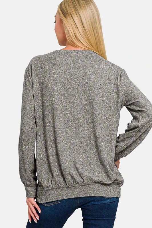 Full Size Melange Round Neck Top ae91e398-9afc-42f3-8e1c-e36c2ba42afd-Max