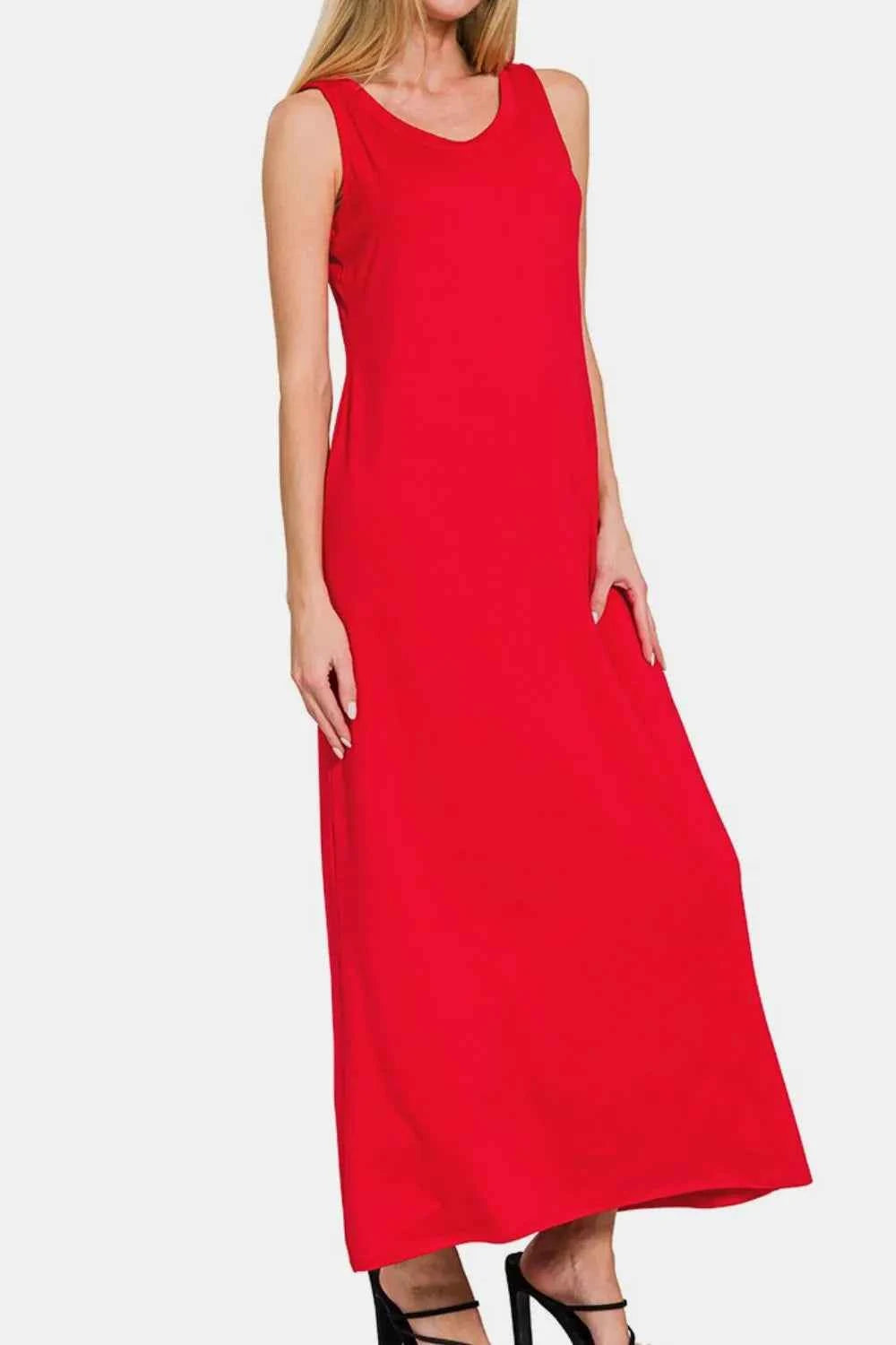 Zenana Scoop Neck Wide Strap Tank Dress ae96dc70-6122-4462-afcd-d84f1218f50c-Max