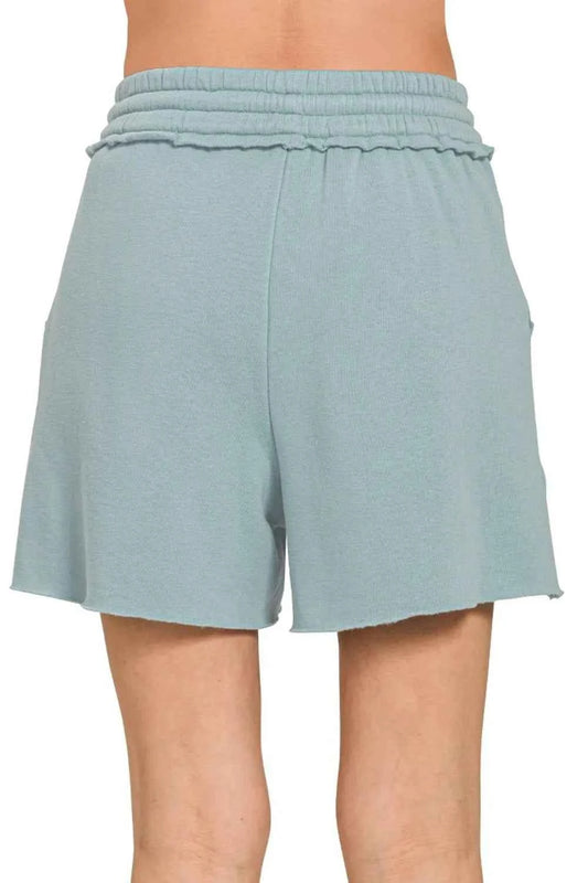 Fleece Raw Hem Shorts With Draw String ae9c35f3-f81a-402d-8770-b2c2a1065bcf-Max-Origin