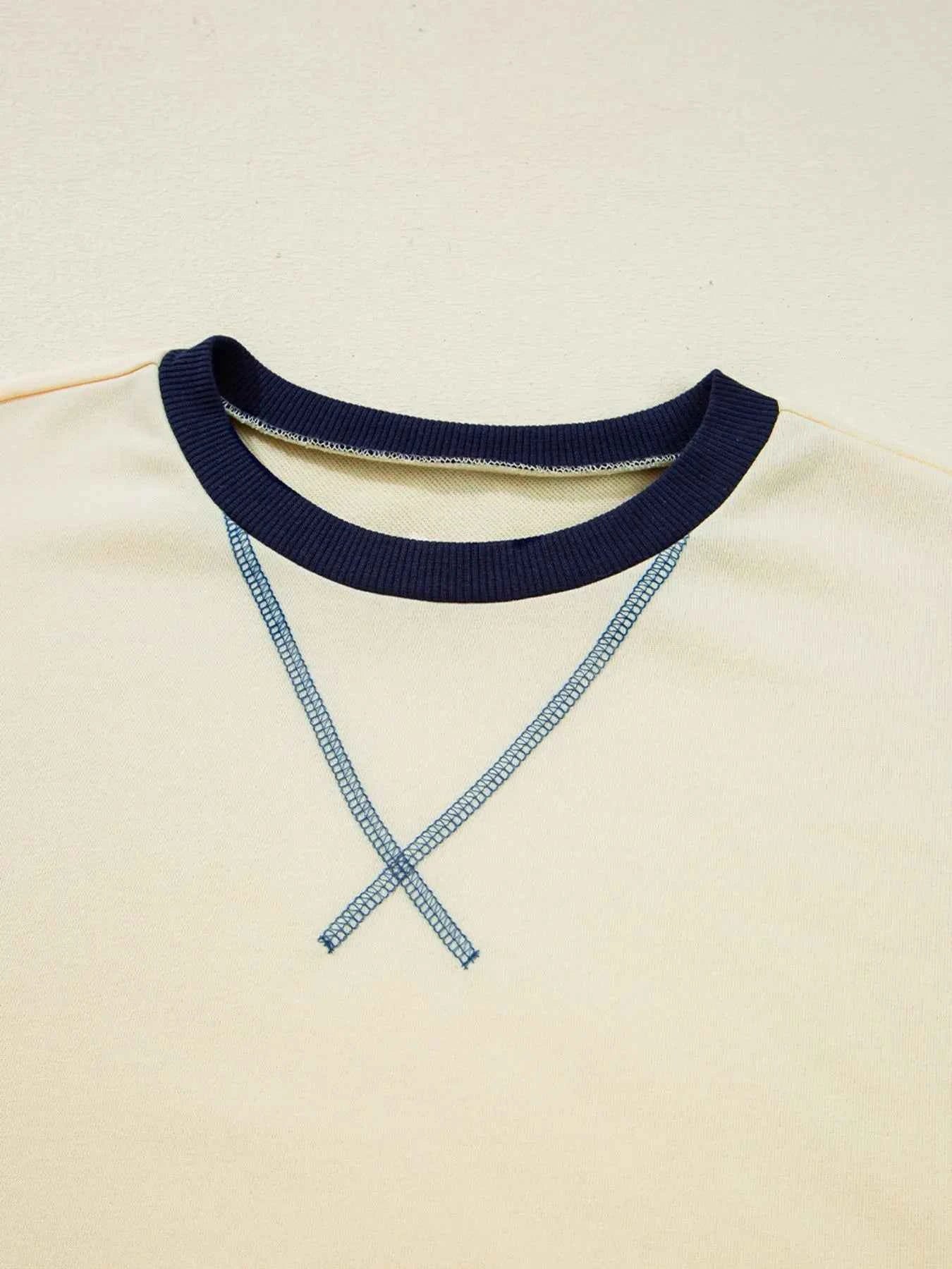 Striped Patchwork Long Sleeve Round Neck Two-in-one Top aea16b6e-3a9a-4ce1-afb2-d7d0ebe96317-Max-Origin