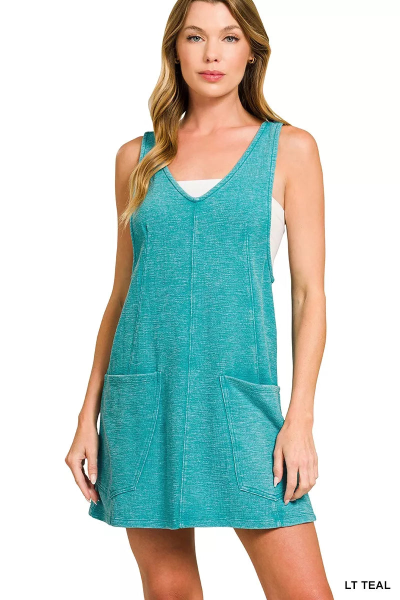 Zenana Washed Slub Adjustable Strap Overall Dress LT TEAL aea8f8bd40b348ab8a53480411cac4b7-Max-Origin