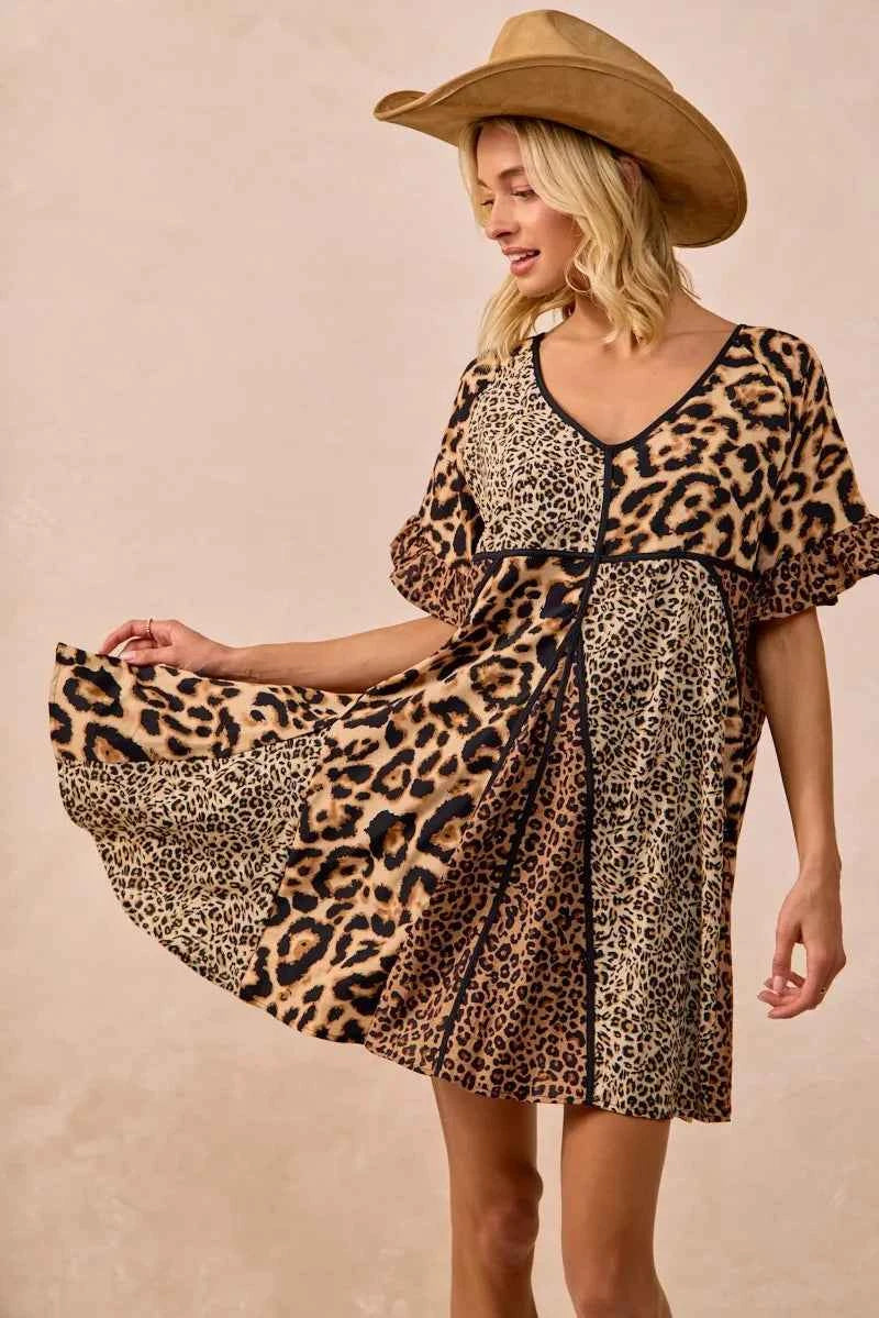 BiBi Leopard Prints Mix and Match Short Sleeves Dress aecb0ffcfc8f4feb8e03ce8be658e7ec-Max-Origin