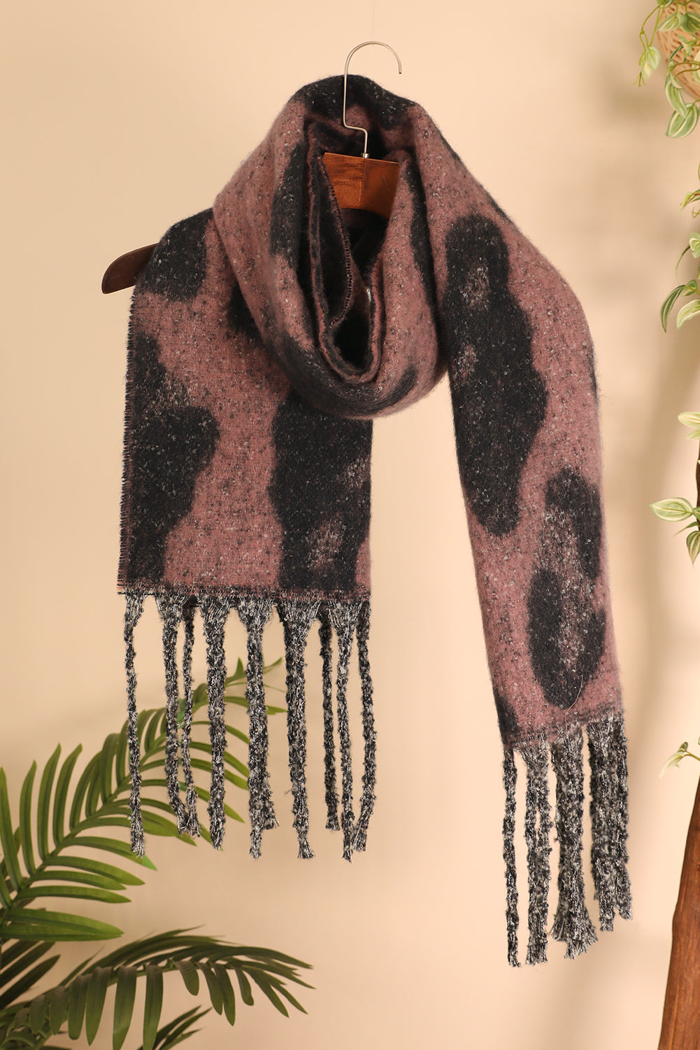 Desert Rose Leopard Print Fringe Scarf aecfb4660c58497a