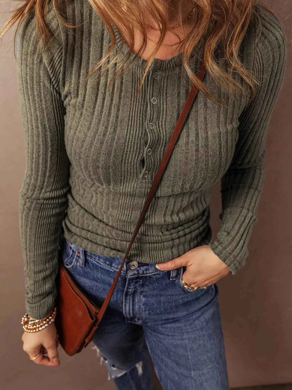 Full Size Ribbed Knit Button-Front Long Sleeve Top Plus Size aed3619ee21d42c5ab31f625d1b3c0a2-Max-Origin