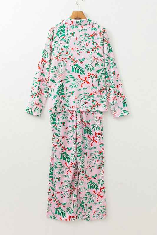 Christmas Berries Satin Shirt and Pants Pajama Set aee7a3e2-79e5-43ec-a33b-741566fd374c