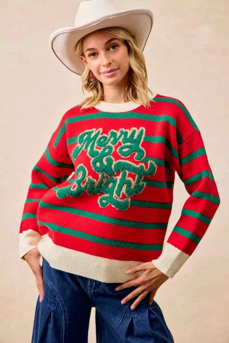 BiBi Christmas Theme Stripe Knit Top aef1747889c94206a37c4743f020c311-Max-Origin
