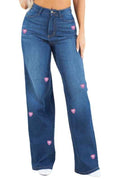 Heart Stud Wide Leg Jean medium blue aef4f3d2-c043-408e-af7c-3957bb13ddf9