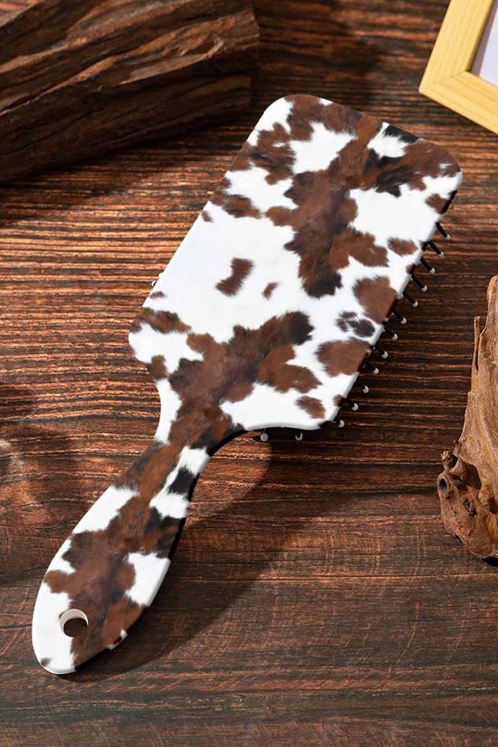 Chestnut Cow Print Hair Brush Comb Chestnut ONE SIZE 50%Polyester+50%Viscose aef64d47543db3e7