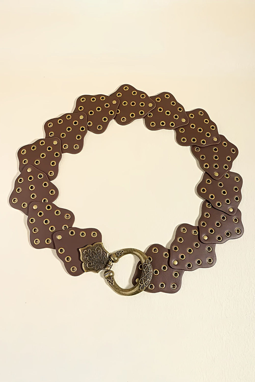 Chestnut Retro Hollow Disc Wide Belt af00e22761d4c680