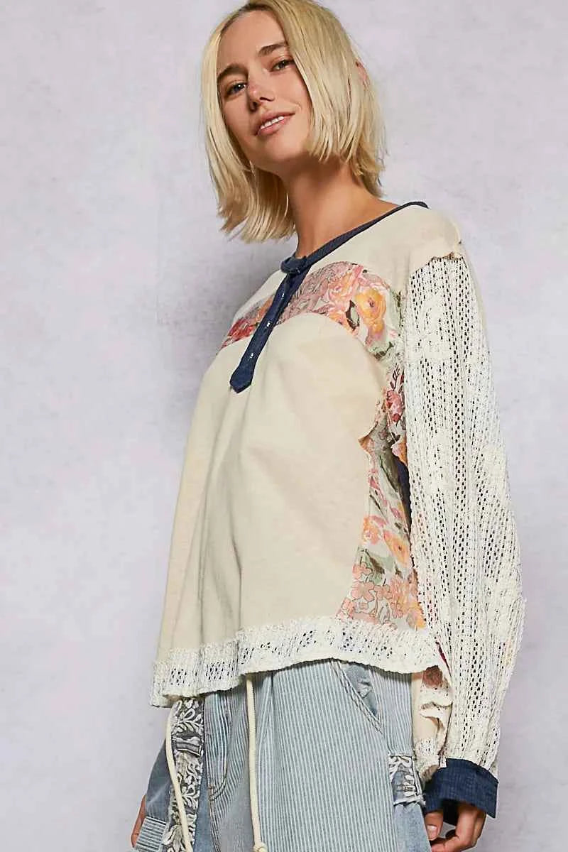 POL Button Detail Floral Patchwork Crochet Sleeve Blouse af14e779-8351-40b7-a574-9004efd63ea7-Max-Origin