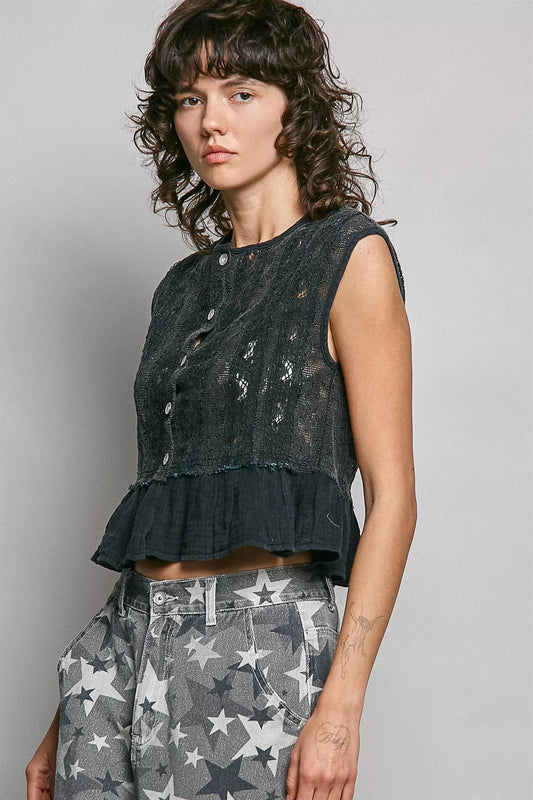 Round Neck Lace Sleeveless Top with Double Gauze Ruffle af1ddbba-83ba-43b1-8377-0cb626061334-Max-Origin