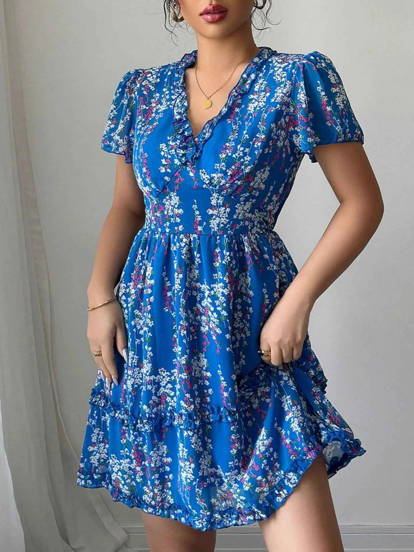 Floral Wrap Dress with Flutter Sleeves af2791d9-5b21-4d06-b587-27f44c314fb0-Max-Origin