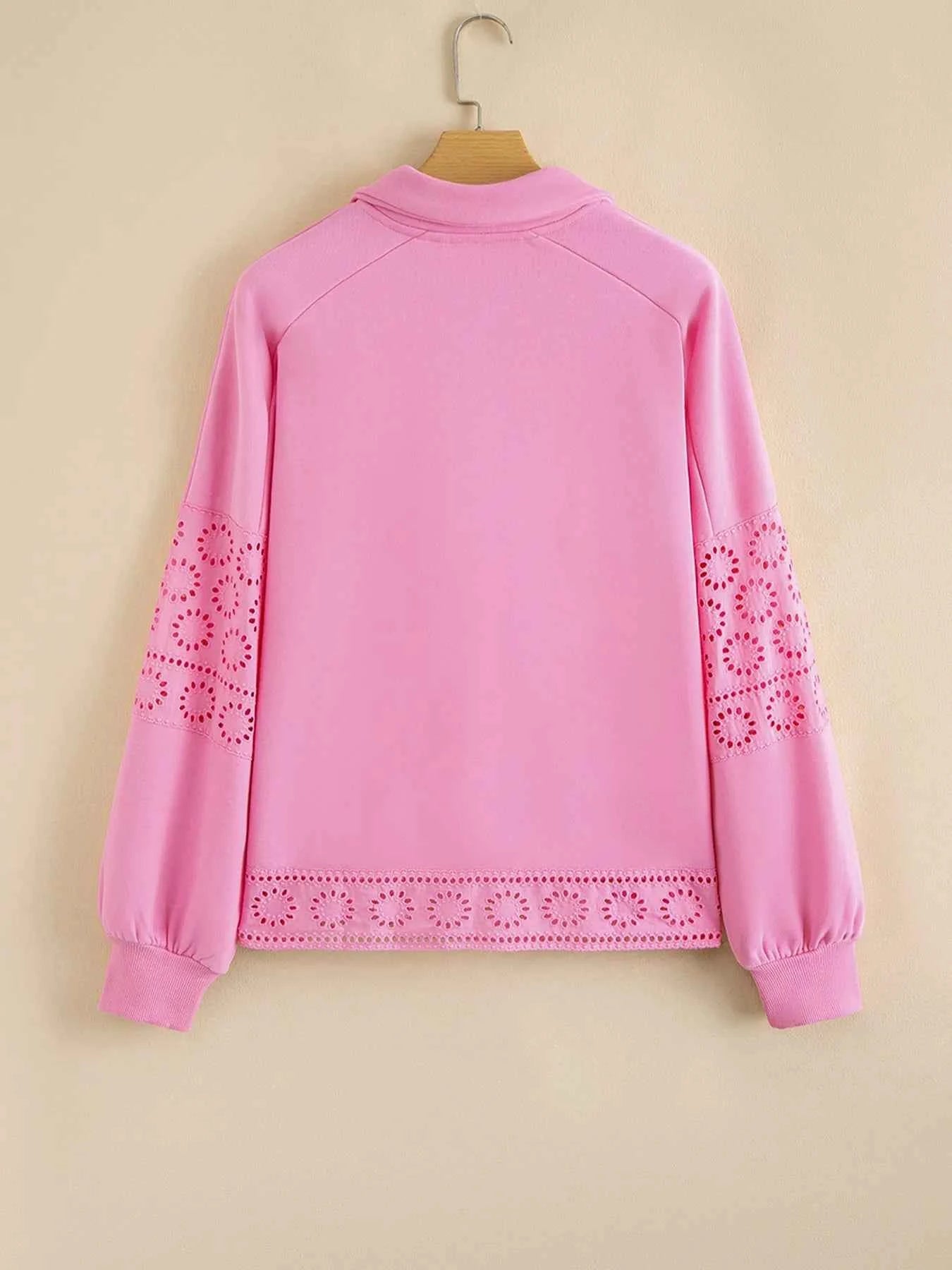 Eyelet Lace Detail Snap Down Sweatshirt af36278d-8171-4570-9207-5695f619bfb1-Max-Origin