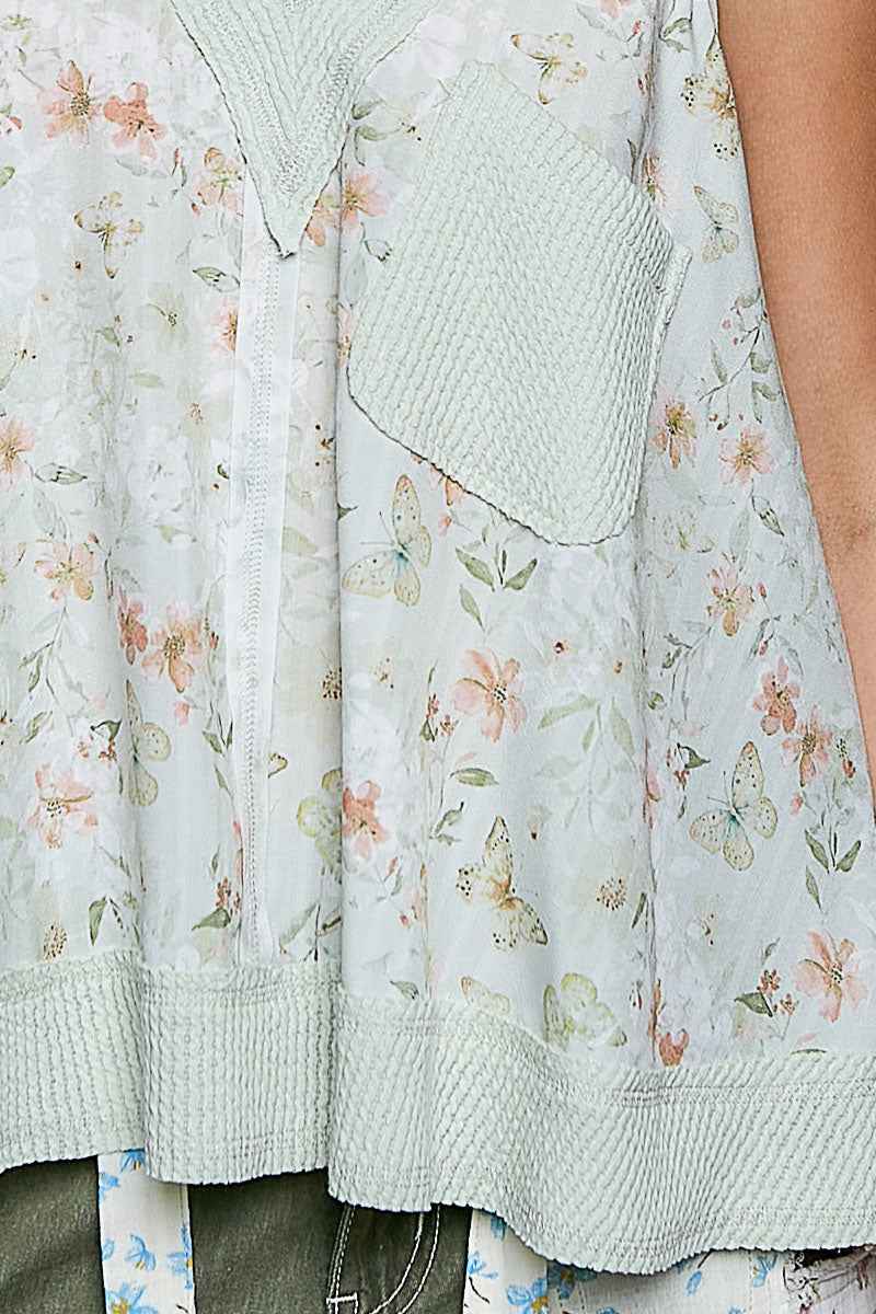 POL Floral V-Neck Tank with Front Pocket af36b2f2-52e2-4ae4-9b21-4d6db4a00bd0-Max