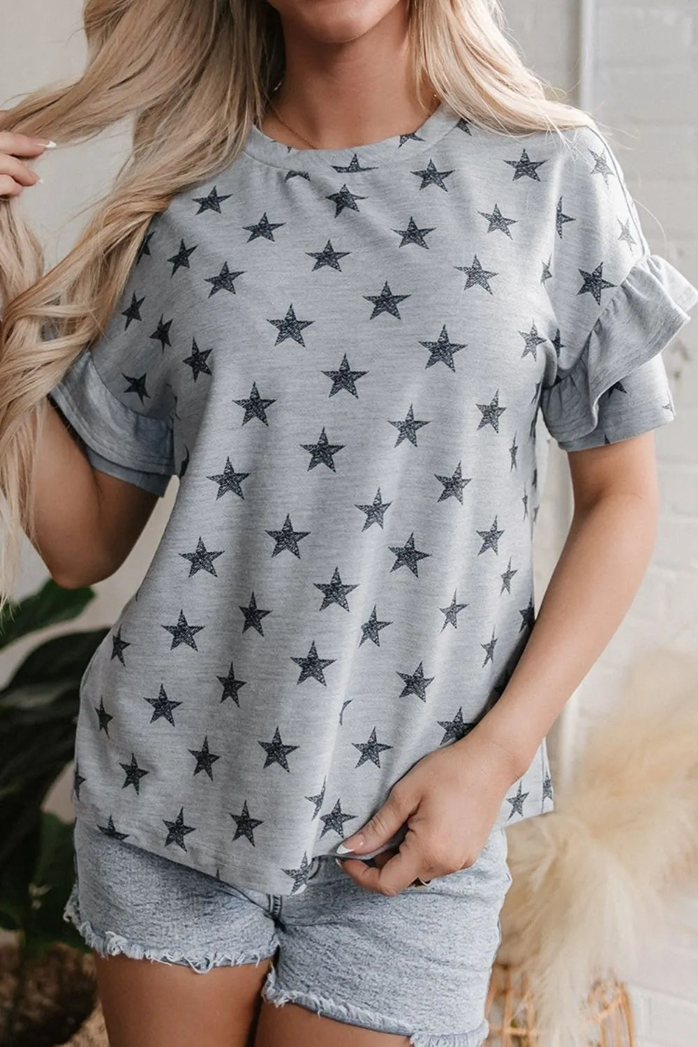 Star Print Tiered Ruffled Sleeve Crew Neck T Shirt af393c49-8e0e-4e98-92d5-6b711a69a6e3-Max-Origin