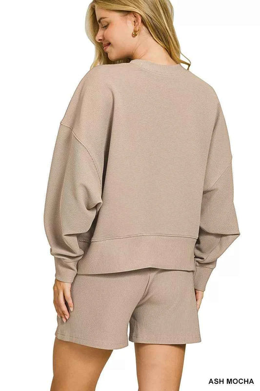 Ribbed Round Neck Pullover and Shorts Set af3df0ea317342a99c61c167be8eee4e-Max-Origin