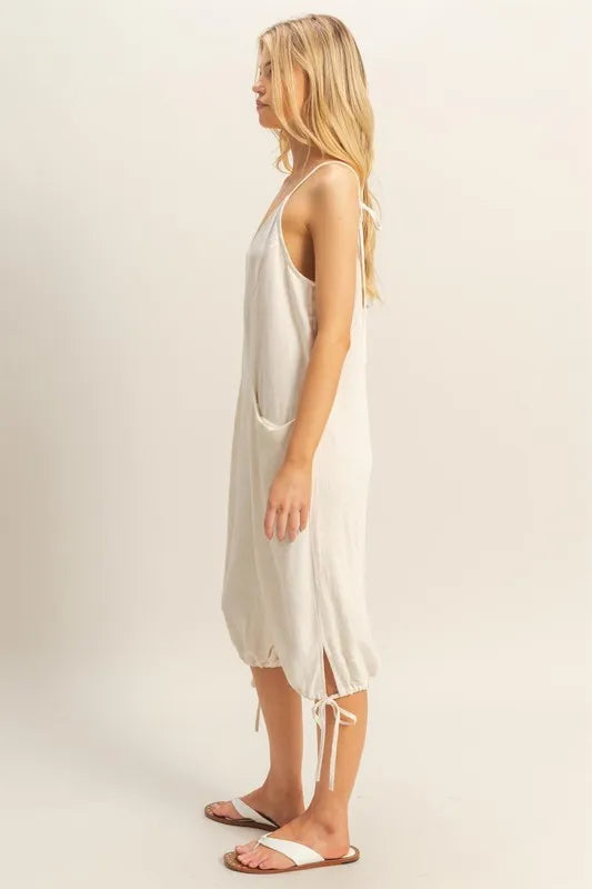 HYFVE V-Neck Pocket Detail Side Tie Hem Romper af3e44141deb49fdba02425eb7d56baa-Max-Origin