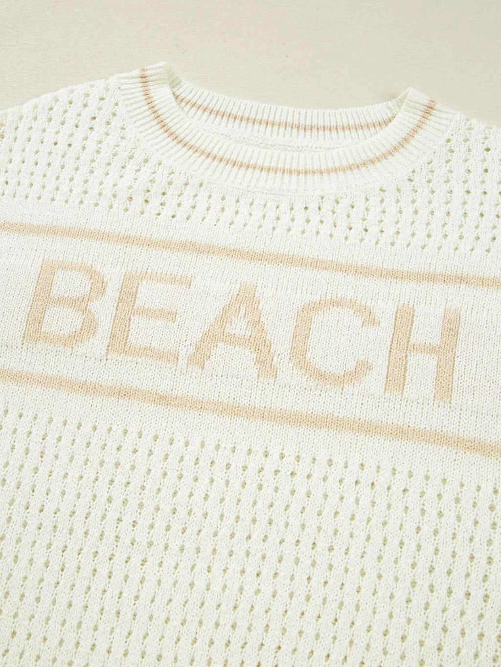 BEACH Hollow Out Knitted Lightweight Dolman Sweater