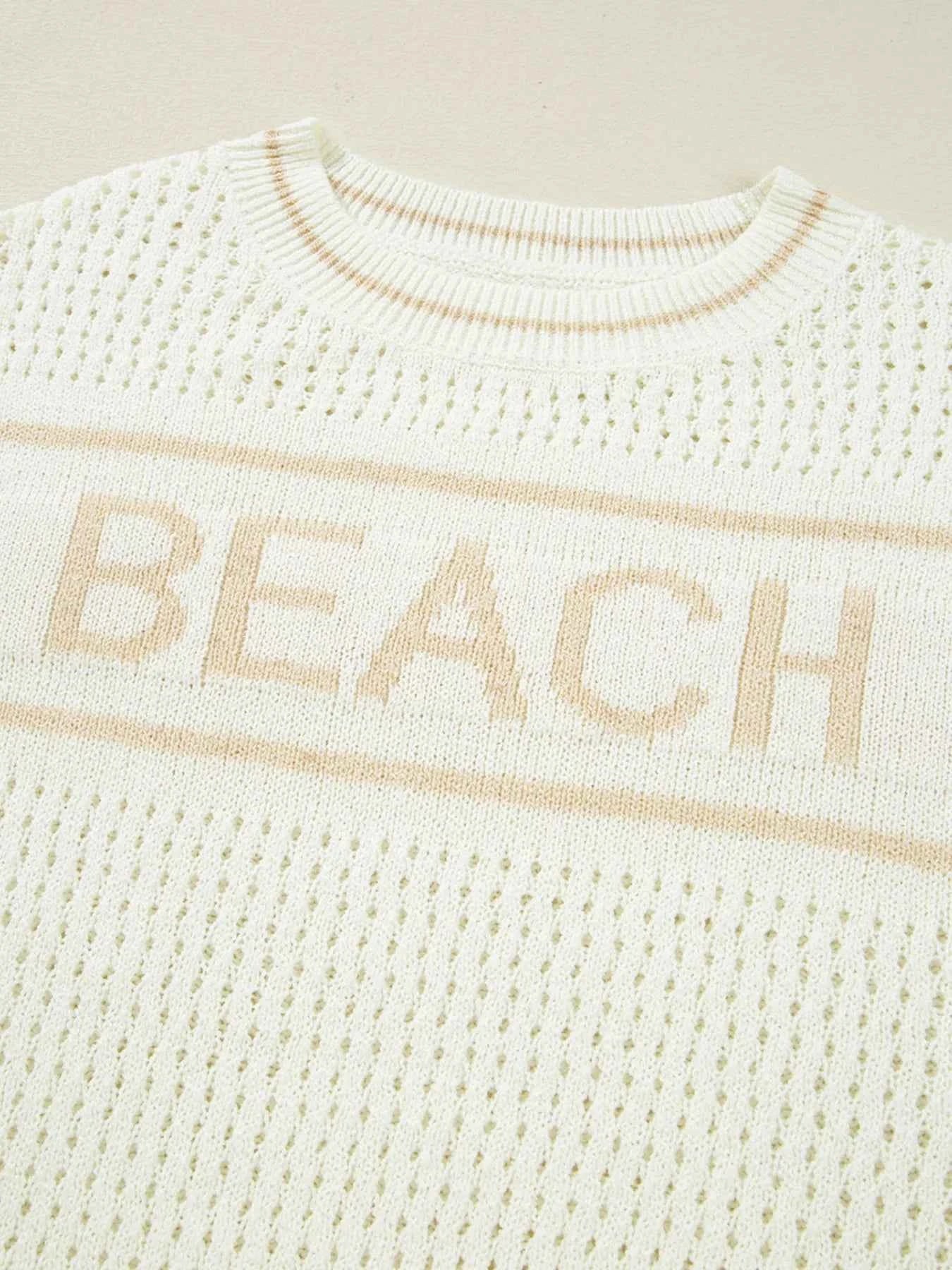 BEACH Hollow Out Knitted Lightweight Dolman Sweater
